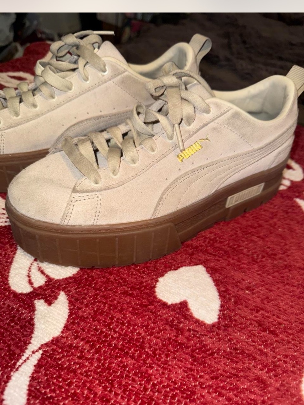 PUMA Suede Platform Sneakers in Light Beige Women’s 9.5